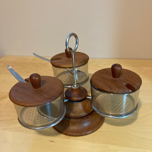 Luthje Danish Teak Condiment Set - Picture 1 of 4